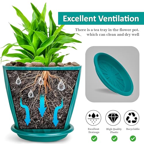 Eightiz Pack of 5 Round Flower Pots for Home Planters, Terrace, Garden Etc | Multicolor | Suitable for Home Indoor & Outdoor Gardening Plants(Mix Colour) - Image 3 thumbnail