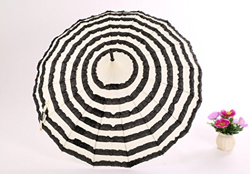 Outgeek Ladies Sunproof Umbrella Parasol Lace Flowers Pagoda-Shaped Victoria Style Long Handle (Cream) 1 - Image 7