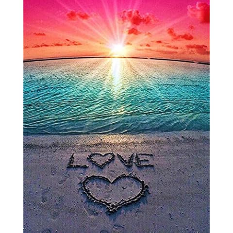 SAIBANGZI DIY 5D diamond painting kit, DIY 5D diamond painting by number painting, full diamond embroidery, rhinestone cross stitch crafts, for home wall decoration (seaside beach 30x40cm) Cover