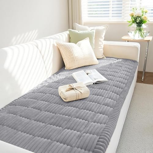 Capslpad Thick Sofa Covers, Non-Slip Universal Sofa Slipcovers 2 3 4 Seater, Soft Corduroy Couch Seat Cover Pet Bed Mat Chair Pads, Washable Cushion Furniture Protector for Living Room(Grey, 70x150cm) - Image 3