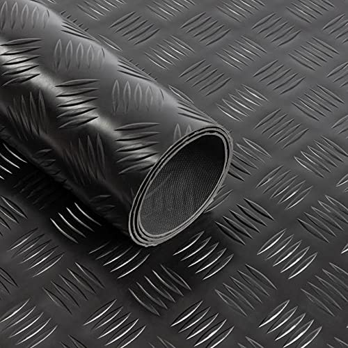 Floordirekt Revêtement de Sol en PVC Diamond Cut – Tapis en Caoutchouc au mètre – Épaisseur : 2 mm – Motif tôle ondulée – Antidérapant et insensible aux liquides et à la saleté (120 x 200 cm, Noir)