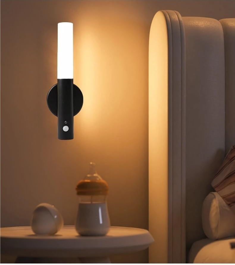LED Battery Black Wall Lamp Indoor Led Magnetic Portable Lamp Charge for Hallway Bedroom Light,Elegant