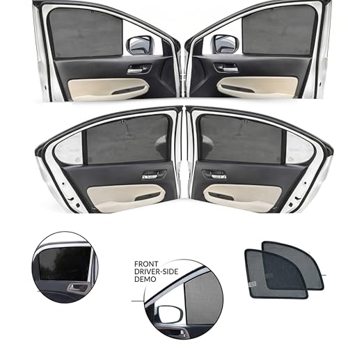 Image of WolkomHome Car Accessories Fix Curtain Window Shades - Half Curtains Sunshade for XUV 3XO EV | Premium Heat Protection & UV Ray Blocker | Magnetic Fit Mesh Side Window Screen