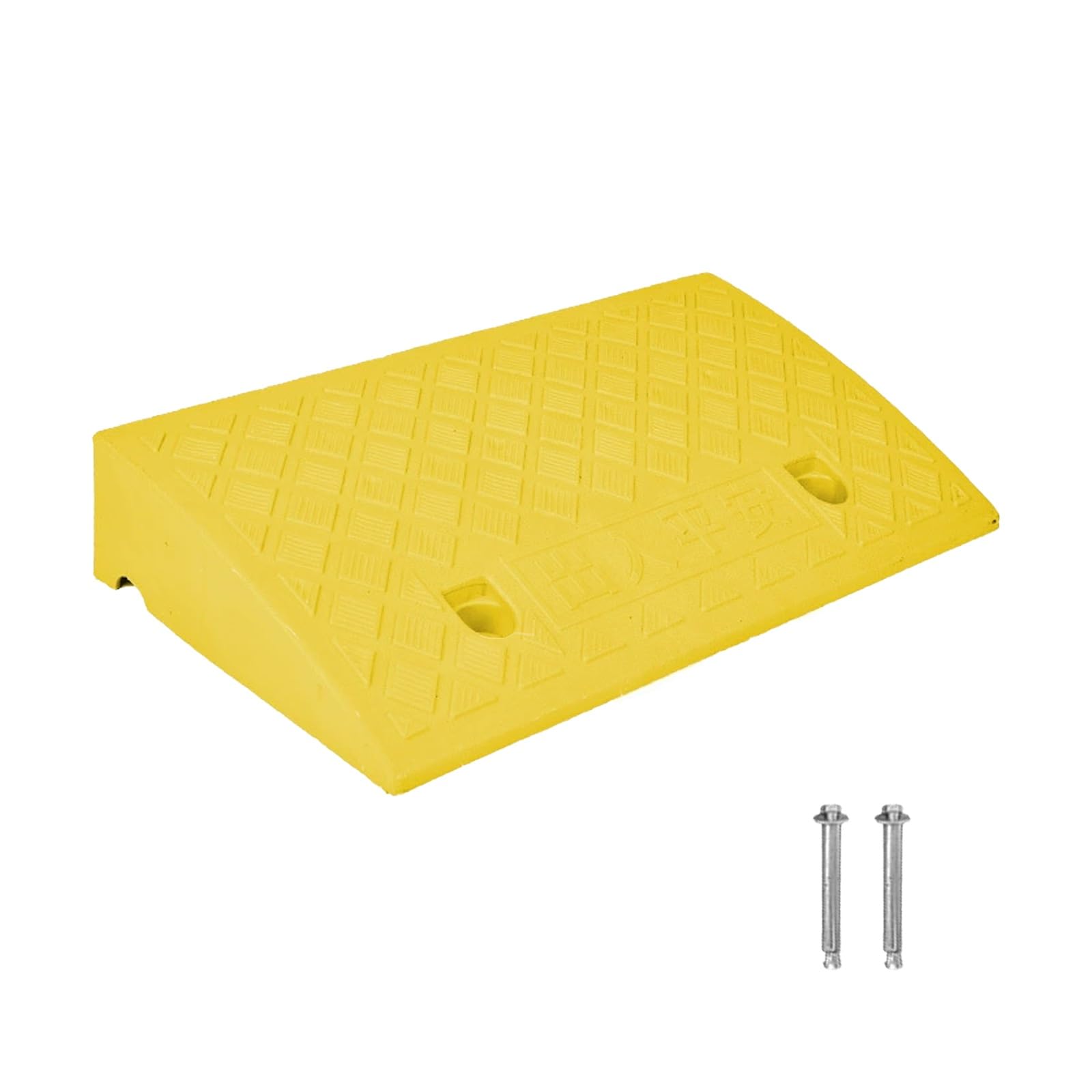 KRXSOBNV Threshold ramp, Non-Slip Plastic Ramps for Sheds with Grid Base & Drain Holes for Entrance Steps, Road(Yellow,9cm)