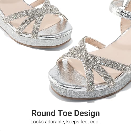 Image of DREAM PAIRS Girls Wedge Sandals Flatform Open Toe Summer Platform Sandals Flower Wedding Party for Little Kid /Big Kid