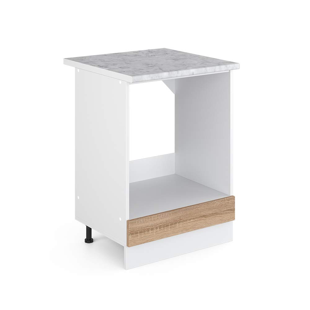 Vicco Oven housing cabinet Raul, Sonoma, 60 cm, WT Marble, for flexible combination within modular kitchen systems