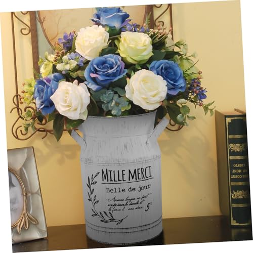 Vase à fleurs incassable en tôle blanche style rétro romantique
