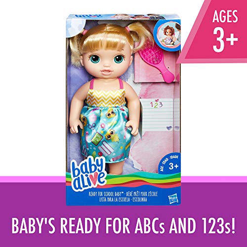 Baby Alive - B7223 - Ready for School Blonde Babypuppe mit Outfit - Hasbro - Buch - Bürste – Bild 2