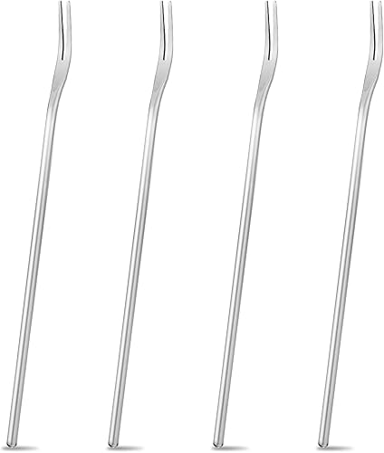 Tenedores para pepinillos, tenedores de oliva de mango largo de 8.66 pulgadas, tenedores de ensalada de mango largo de acero inoxidable 188,