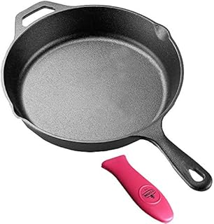 La Cuisine Matte Enamel 30 cm Dia. Cast Iron Skillet Frying Pan  Thermal Resistant Silicone Holders Included. Ideal for Both Indoor & Outdoor Use, Oven Safe.
