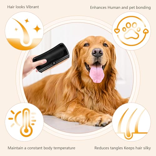 Fellwunder Bürste Hund, Pet Care Brush,Hundebürste Langhaar, Pet Hair Removal,Grooming Combs For Cat and Dog,Pet Hair Removal Brush,Pflegebürste für Hunde und Katzen, Schwarz