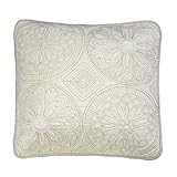 Brandream Beige Medallion Throw Pillow Cover for Bed Couch 18 Inch Square Decorative Quilted Pillow Case