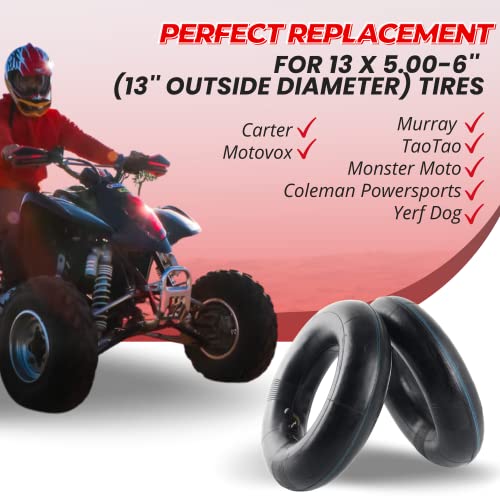 Image of (2-Set) AR-PRO Replacement 13x5.00-6 Tire and Inner Tube Sets for Razor Dirt Quad Versions 1-18 - Compatible with Yerf Dog, Motovox, and More - Also Compatible with Yard Tractors and Hand Trucks