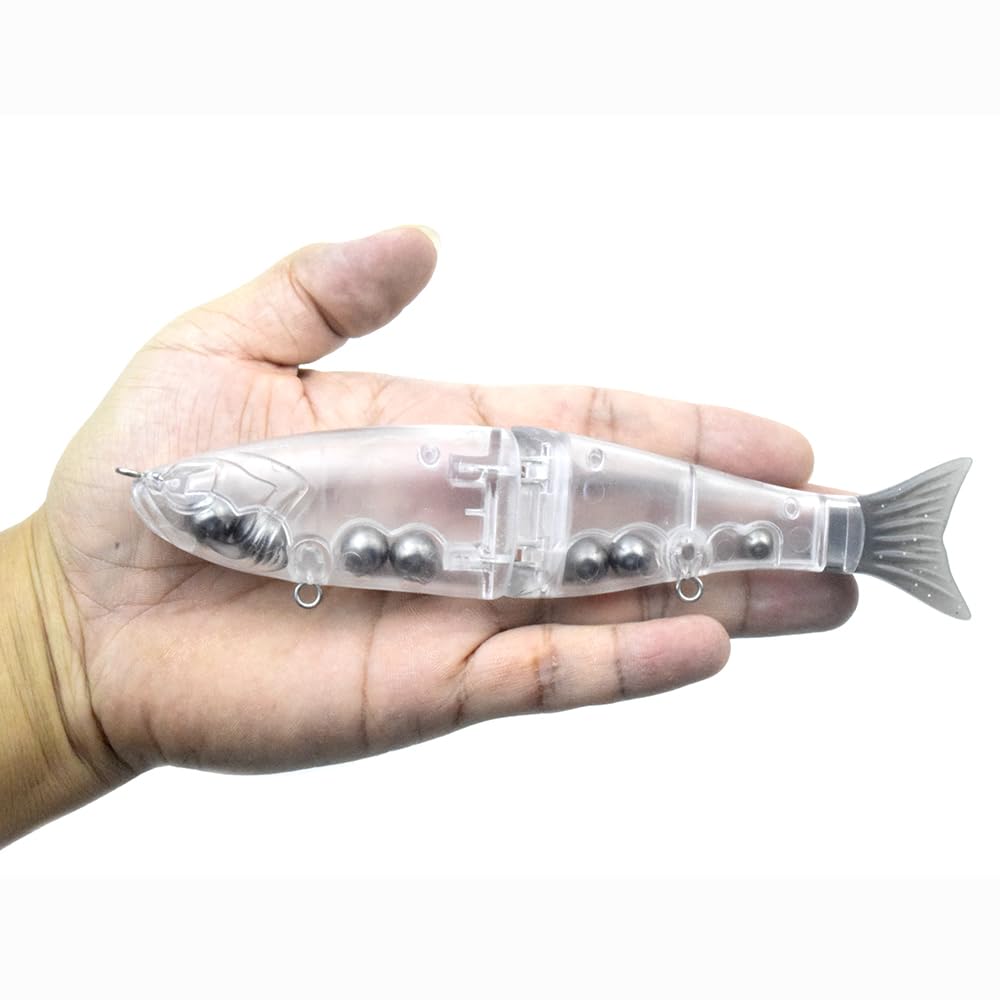 HUFFA Lot de 5 leurres de pêche artificiels Non Peints Glide Shad Bait 18 cm 60 g avec Queue Souple et Yeux 3D