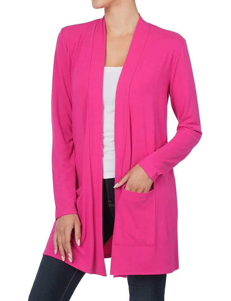 Image of Women's Open Front Cardigan Long Sleeve with Pockets Casual Outwear