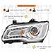 Aresparts 2PCS Headlights Assembly with Bulbs For 2011-2014 2015-2023 Chrysler 300 C Base S Touring Limited Replacement Headlamp Chrome Housing Clear Reflector With LED Daytime Running Light