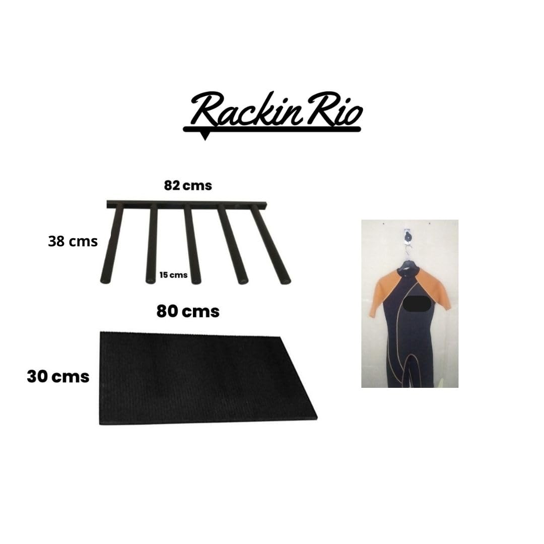 Rackinrio Rack Soporte estantería Vertical 4 Tablas de Surf Longboard Skate ski Snowboard en Pared Negro