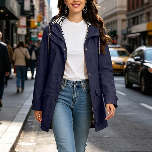 Cortavientos impermeable mujer transpirable de color sólido informal 3