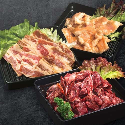 中庄谷フーズ タレ漬け 3種の牛焼肉セット (満足牛ハラミ・牛カルビ・シマチョウ) 合計1.5kg (250g×各2P) 牛肉 小分け 味付け ハラミ カルビ ホルモン 簡単調理 BBQ セット品