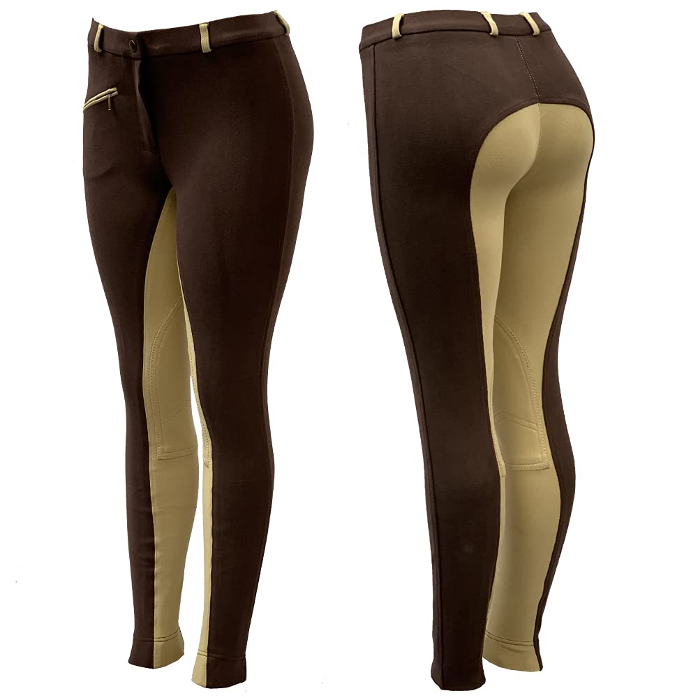 Astile Equestrian Horse Riding Ladies Soft Stretchy JODPHURS/Jodhpurs JODS JODHPHURS (Brown Beige, UK 12 (Waist 30''))