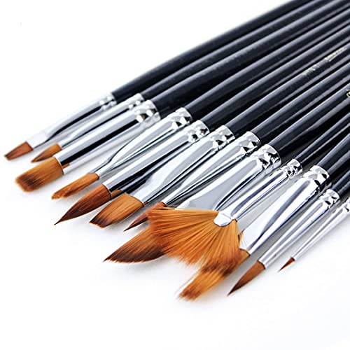 Paint Brushes Set Of 12 Different Size – Painting Brushes - Artist Paint Brushes For Acrylic Painting,Gouache Painting,Watercolor #TOP1