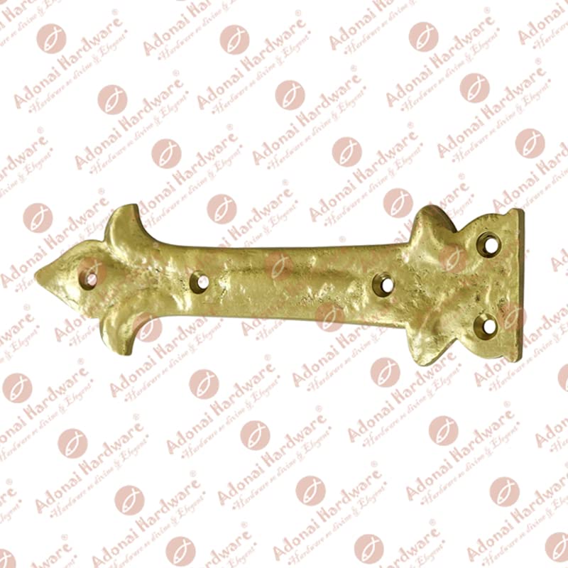 Image of Adonai Hardware Adonijah Brass Strap False or Faux or Dummy Hinge Front (6.5 inch x 4 Pack, Satin Brass) for Barn Doors, Gates, Cabinets, Wooden Box, Furniture, Chest, Trunks and Sheds