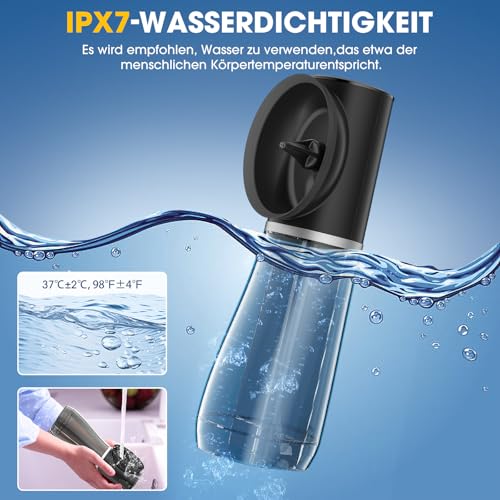 Ohrenschmalz Entferner, Elektrischer Ohrenreiniger mit 4 Druckmodi, IPX7 Wasserdicht Ohrenspülung, 6-Düsen Ohrendusche, Ohrreiniger für Erwachsene Kinde, Schwarz