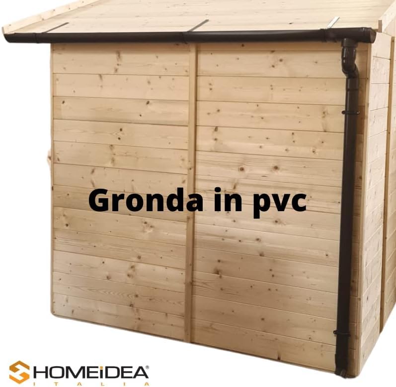 Homeidea Kit Grondaia Universale in PVC per Casette in Legno a Doppia Falda – Completo di Tubi, Curve e Accessori 620cm Singola
