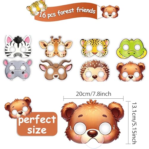 Eclatjoy 8Pcs Safari Animal Photo Booth Props, Animal Masks, Jungle Zoo Party Paper Masks, Funny Kids Birthday Costume Props for Celebration by Eclatjoy - Used condition - Image 2