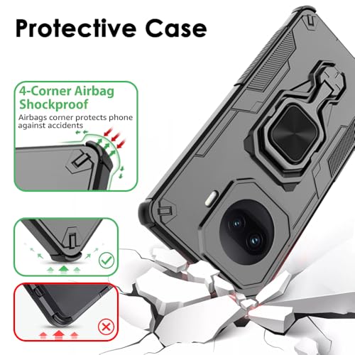 Image of TheGiftKart Tough Armor Bumper Back Case Cover for iQOO 15R 5G | Ring Holder & Kickstand in-Built | 360 Degree Protection Back Case Cover for iQOO 15R 5G (PC & TPU, Black)