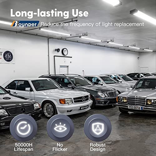 Bbounder 12 Pack Linkable Led Shop Light With Reflector, Super Bright 6500K Cool Daylight, 4400 Lm, 4 Ft, 48 Inch Integrated Fixture For Garage, 40W Equivalent 250W, Surface & Suspension Mount, Black #TOP4