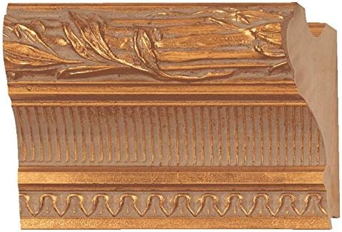 Picture Frame Moulding (Wood) 100ft Bundle - Ornate Gold Finish - 4.5" Width - 1/2" Rabbet Depth