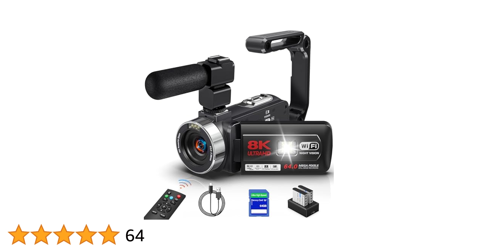 【新品未使用】ビデオカメラ Amazon | ビデオカメラ 8K 64MP YouTubeカメラ WIFI機能 18X