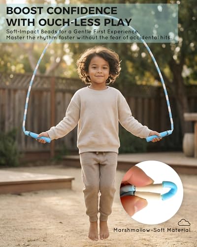 Cuerda de saltar sin enredos YUEDONG con asas antideslizantes para niños 2