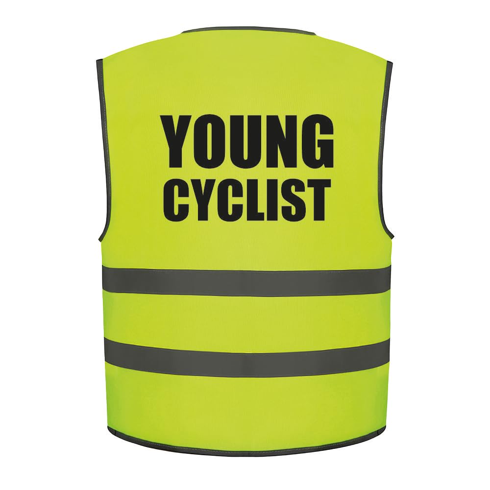 Brook Hi Vis Uk Yellow Brook Hi Vis Young Cyclist Kids Hi Vis Vest Children's High Visibility Reflective Safety Waistcoat School Road Safe Bike Biking Cycling, Add Child's Name To The Front, Personalised
