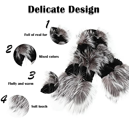 Women Real Fur Scarf Winter Fluffy Warm Luxury Long Shawl Fox Fur and Rabbit Fur Scarves Neck Warmer2