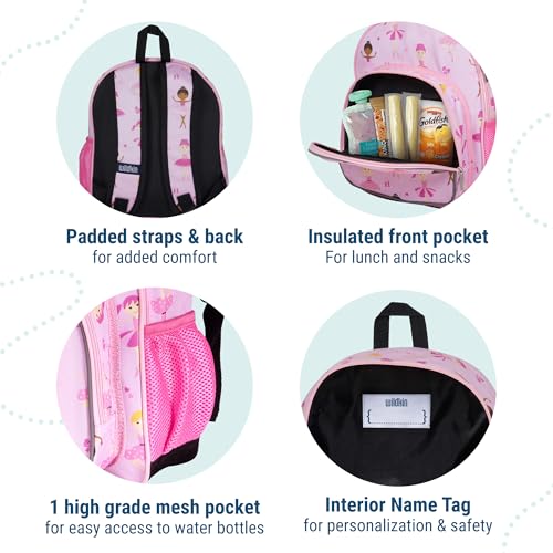 Image of Wildkin 12 Inch Toddler Backpack for Kids, Ballerina | Ages 3-7, insulated front pocket - coordinates with matching Wildkin nap mats and water bottles