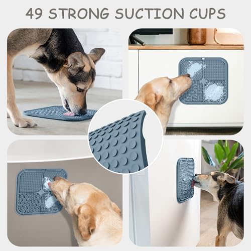 Image of ChefAide 2 Pack Lick Mat for Dogs,Cats,Upgraded 8.5x8.5 inches Licking Mats with Suction Cups,Slow Feeder Licking Pad for Anxiety Relief and Boredom Reducer,Suitable for Dog Training Set 9