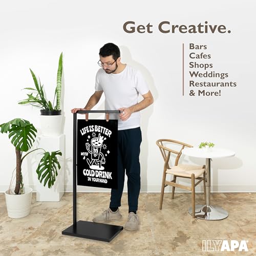 Ilyapa Metal Double Sided Swinging Chalkboard Sign - 18x43 in, Black Magnetic Sidewalk Sign - A Frame Chalkboard Alternative Menu Board for Restaurant by Ilyapa - Image 5