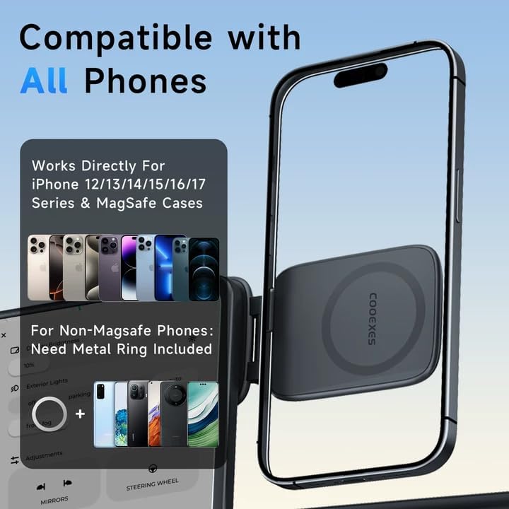 Miniatura 7 de Soporte magnético para teléfono para automóvil, soporte MagSafe para automóvil con imanes fuertes de doble cara, soporte ajustable para teléfono