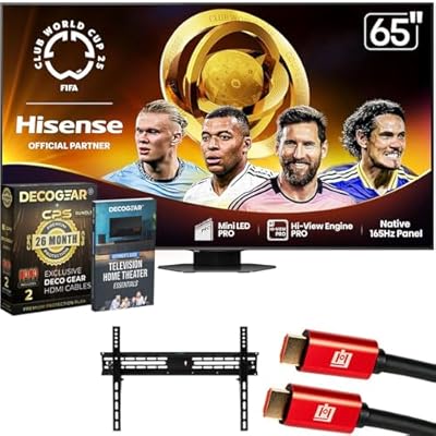 Hisense 65" U8 Series Mini-LED ULED 65U8QG, QLED, Full Array Smart TV Bundle with CPS Exclusive 26 Month Protection, HDMI Cable, Wall Mount and Deco Gear Complete Home Theater Beginner's Guidebook