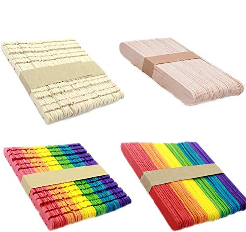 YATG 200PCS Colorful Craft Sticks Ice Cream Sticks Natural Wood Craft Stick Great for DIY Craft Creative Designs, Classroom Art Supplies,and Homeschool Supplie