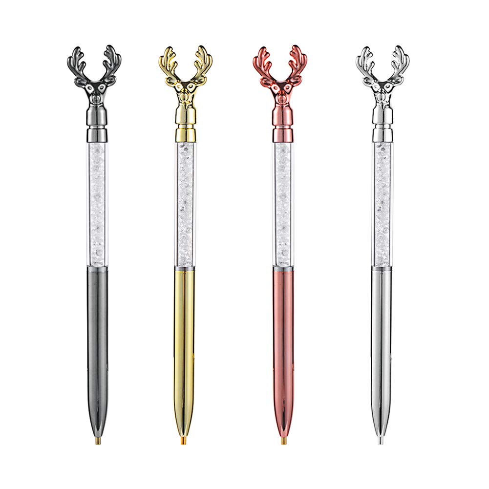 Deer Head Crystal Drill Pen for Diamond Painting 4 Pack 5D Cute Diamond Painting Tools for Nail Art DIY Decoration Sewing Crafts Gold Silver