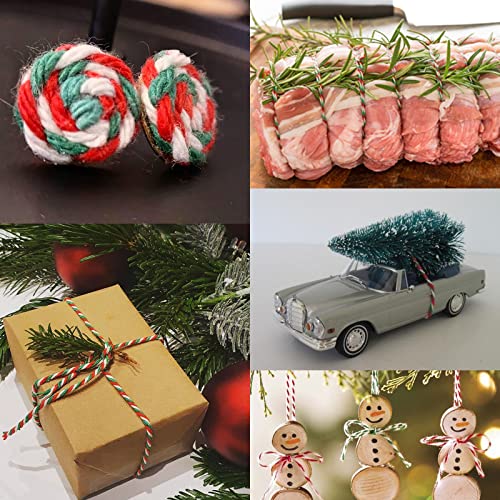 Image of jijAcraft Christmas Twine String, 328 Feet Red Green and White Bakers Twine String, 2MM Heavy Duty Packing String for DIY Crafts, Christmas Decoration, Gift Wrapping, Craft Wrapping