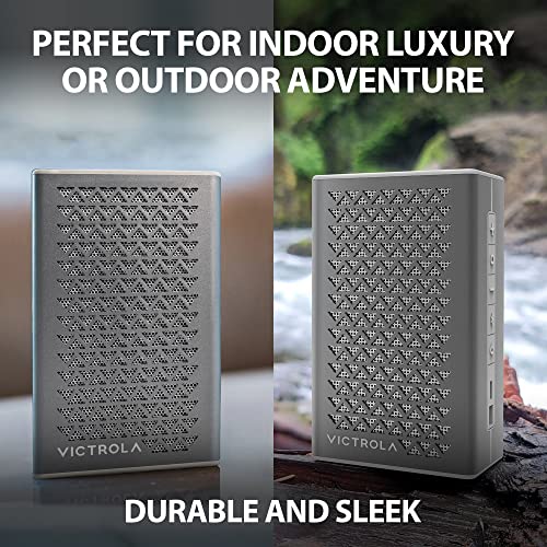 Image of Victrola Music Edition 1 - Portable Bluetooth Speaker, IP67 Water and Dust Resistant, 12 Hour Battery Life, Multi-Speaker Pairing, Premium Sound and Passive Bass Radiator, USB-C Charging (Silver)