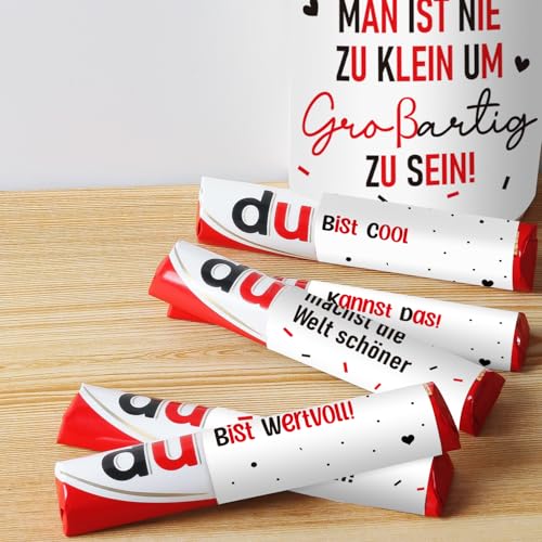 52pcs Banderolen Aufkleber Mut für Duplo Schokoriegel Verpackung Geschenk Sticker mit Sprüchen für Duplo Riegel 4 Packungen Set für Beste Freundin Frauen Männer (ohne Riegel)