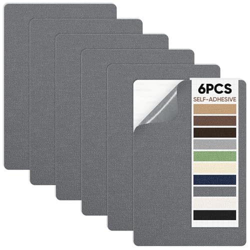 Canvas Patch 5.5 x 8 Inches 6Pcs Self-Adhesive Waterproof Canvas Patch Kit for Repairing Tents,Sofas,Boat Covers,Camping Chair,Awnings,Car Seats.(Dark Gray)