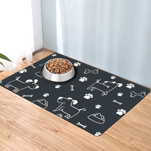Napfunterlage Hund und Katzen 40 X 60 cm, Ultra-saugfähig und rutschfest Futtermatte Katzen, Hundenapf Unterlage, Futternapf Unterlage für Futter-...