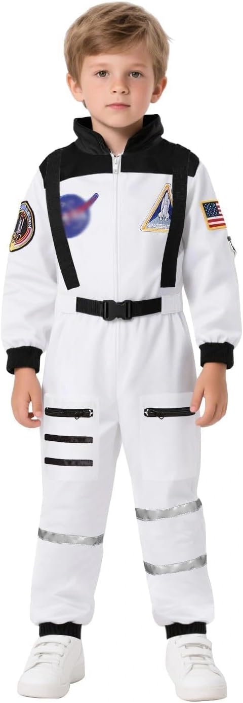Kids Astronaut Costume Space Jumpsuit for Boys Girls Space Pretend Dress up