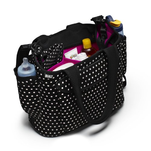 Built Go-Go Diaper Tote, in Mini Dot Black and White